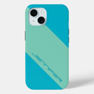 Coque Pour iPhone 15 iPhone moderne 15 Coque bleu et vert une bande