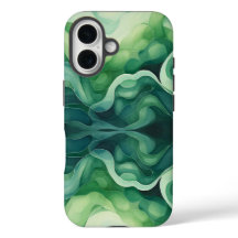 Abstrait Green Waves Apple iPhone 16 Tough Coque