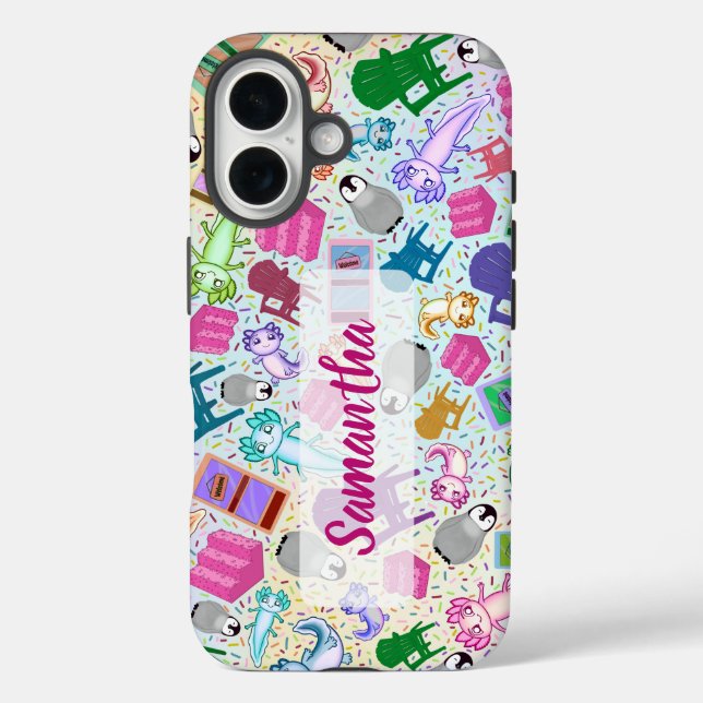 Coque Pour iPhone 16 Axolotl Pink Stairs Apple iPhone 16 Coque dur (Verso)