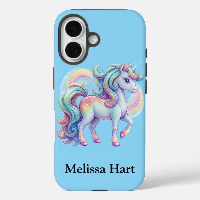Coque Pour iPhone 16 Baby Blue Unicorn iPhone / coque ipad (Verso)