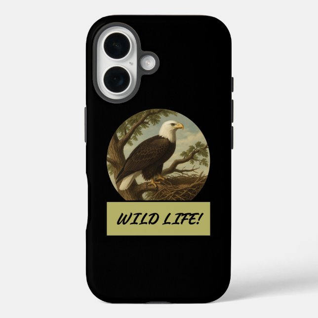 Coque Pour iPhone 16 Bald Eagle Coque noir Mate coque iphone (Verso)