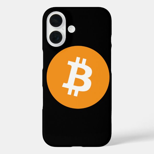 Coque Pour iPhone 16 Bitcoin noir orange cristal coque iphone (Verso)