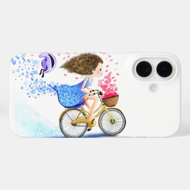 Coque Pour iPhone 16 Bonne fille avec coque iphone de vélo (Verso (horizontal))