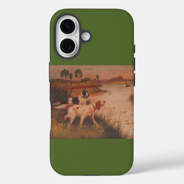 Coque Pour iPhone 16 Chiens d'oiseaux Olive foncé Vert iPhone 16 Coque (Verso)