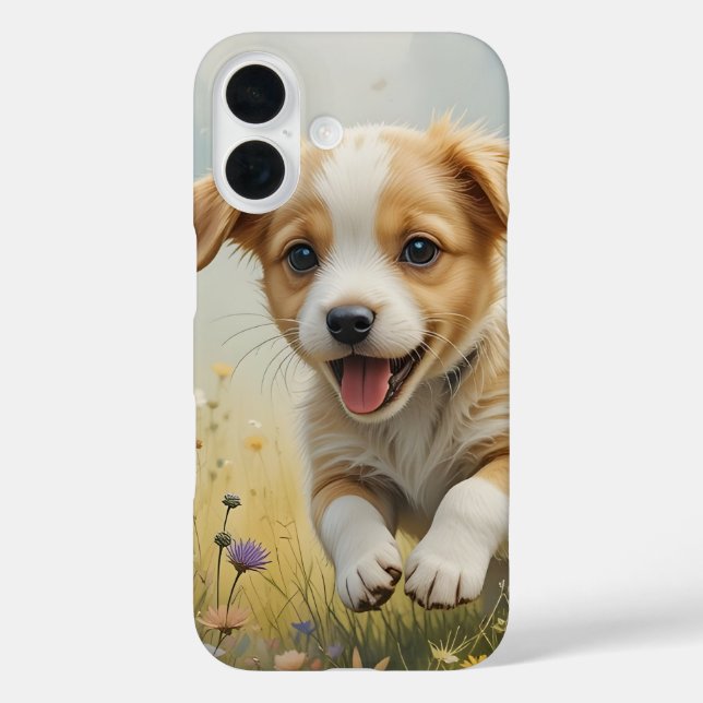 Coque Pour iPhone 16 Chiot en jeu dans le champ iPhone / coque ipad (Verso)