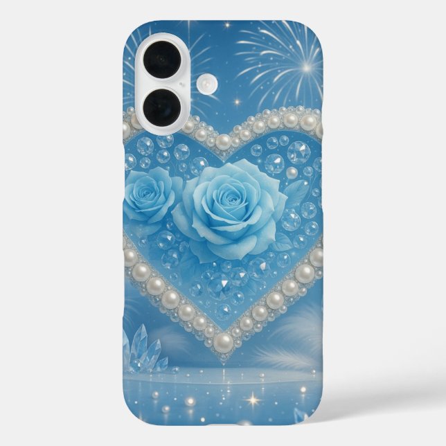 Coque Pour iPhone 16 Coeur des perles et coque iphone Rose bleu - Fanta (Verso)