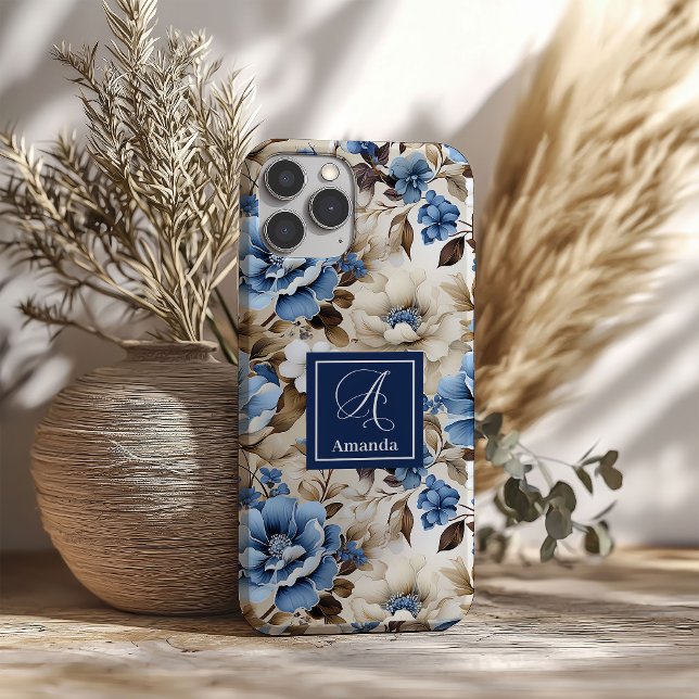 Coque Pour iPhone 16 Coque de téléphone iPhone Fleurs Bleues et Blanche (Classic Blue and White Flowers iPhone Case Cover)