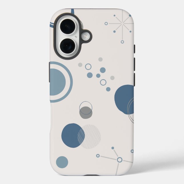 Coque Pour iPhone 16 Coque iPhone 16 'Moderne Milieu du Siècle Cercles  (Verso)