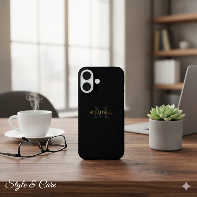 Coque Pour iPhone 16 Coque iPhone 16 personnalisé avec nom et initiale (Personalized iPhone 16 Case with Name & Initials)