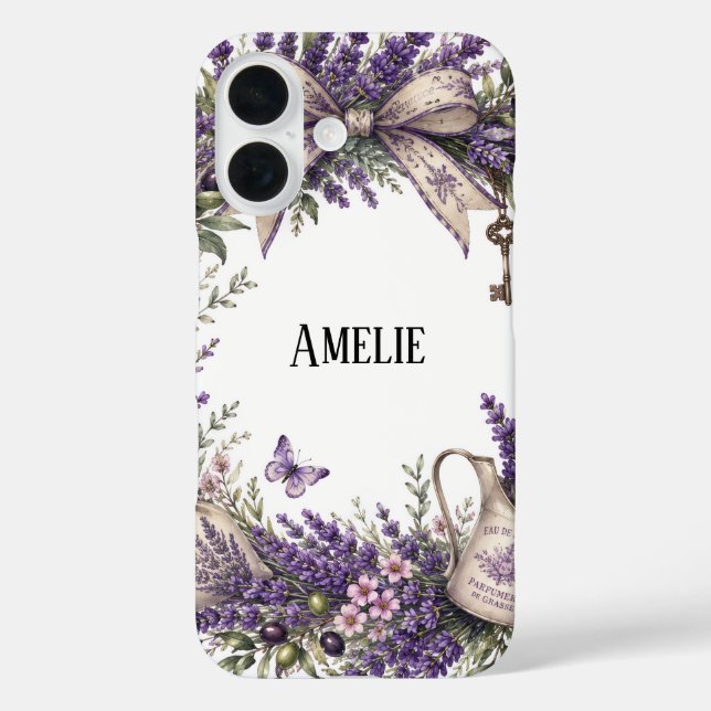 Coque Pour iPhone 16 coque Iphone 16 personnalisée couronne de lavande  (Verso)