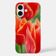 Coque iPhone 16 Tulipes Orange Rouge