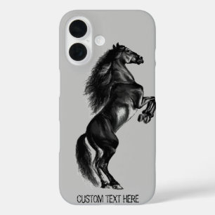 Coque Pour iPhone 16 Coque iphone à cheval sauvage dressé avec texte pe