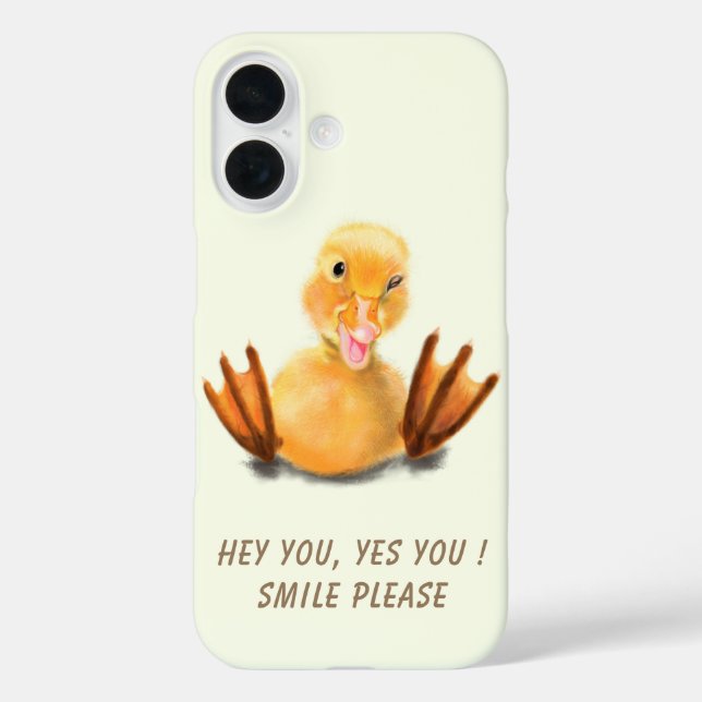 Coque Pour iPhone 16 Coque iphone amusant avec Happy Duck - Texte perso (Verso)