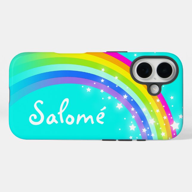 Coque Pour iPhone 16 Coque iphone d'aqua arc-en-ciel personnalisé (Verso (horizontal))