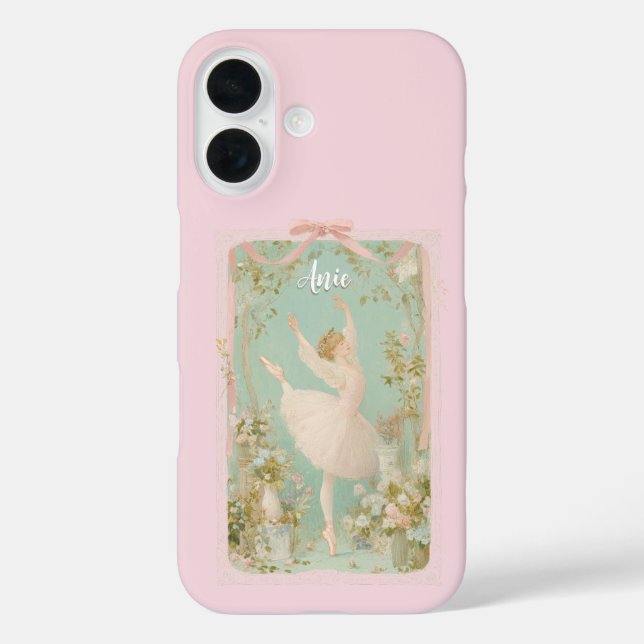 Coque Pour iPhone 16 Coque iphone de ballet Coquette - Nom Personnalisé (Verso)
