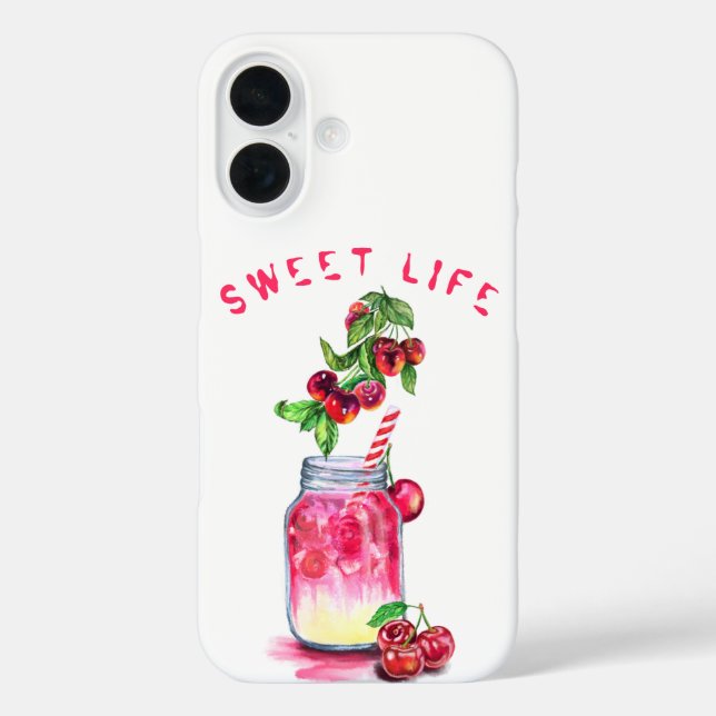 Coque Pour iPhone 16 Coque iphone de boisson aux cerises fraîches - Tex (Verso)