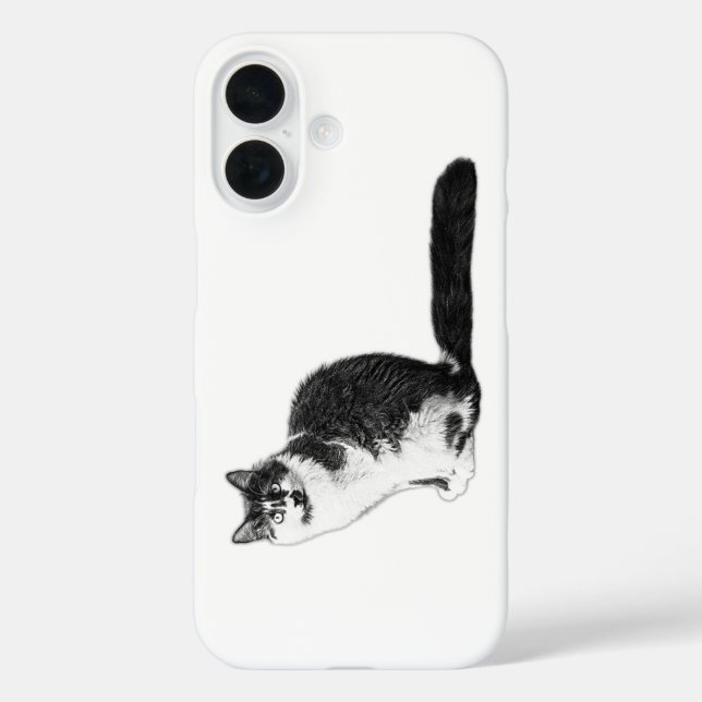 Coque Pour iPhone 16 Coque iphone de chats modernes à long rayon (Verso)