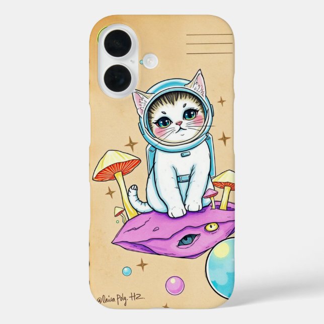 Coque Pour iPhone 16 Coque iphone de chats Whimsical Space (Verso)