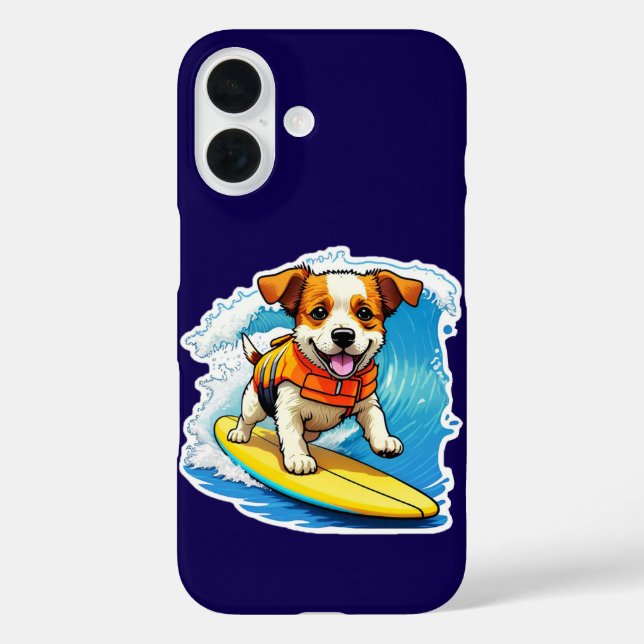 Coque Pour iPhone 16 Coque iphone de chiens de surf (Verso)