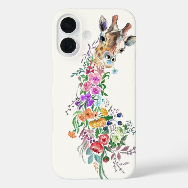 Coque Pour iPhone 16 Coque iphone de Giraffe Fleurs (Verso)
