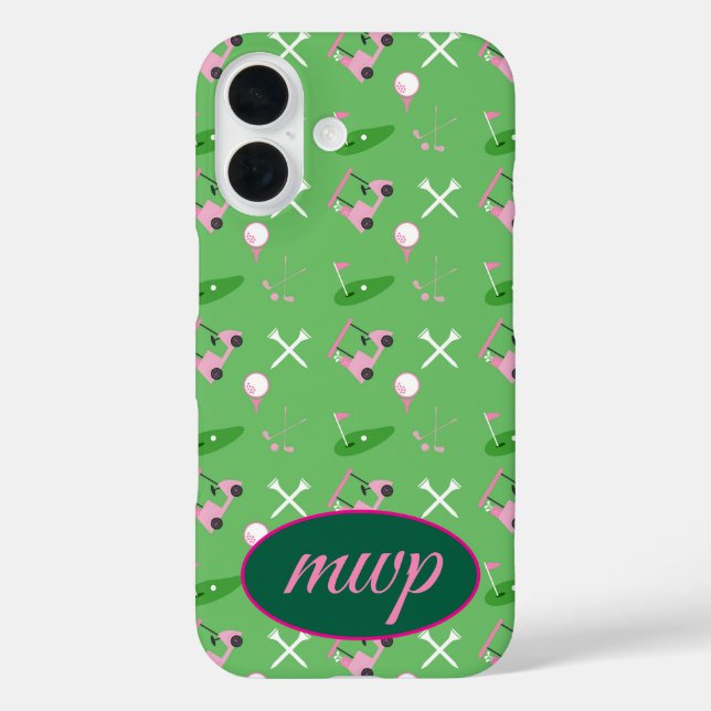 Coque Pour iPhone 16 Coque iphone de Golf Lover - Monogramme et panier  (Verso)