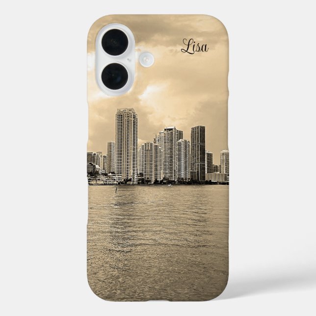 Coque Pour iPhone 16 Coque iphone de Miami noir et blanc personnalisé (Verso)