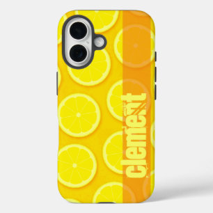 Coque Pour iPhone 16 Coque iphone de nom jaune vif tranche de citron