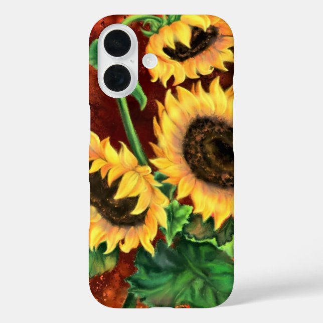 Coque Pour iPhone 16 Coque iphone de tournesol aquarelle (Verso)