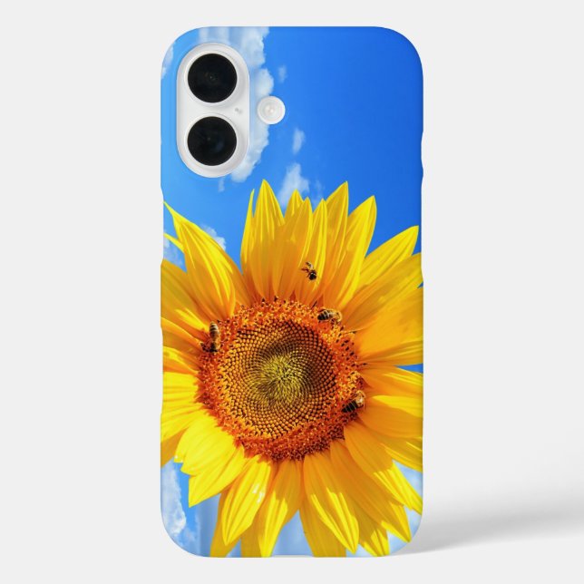 Coque Pour iPhone 16 Coque iphone de tournesol et d'abeilles (Verso)