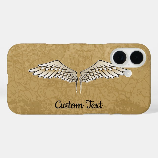 Coque Pour iPhone 16 Coque iphone des ailes beiges (Verso (horizontal))