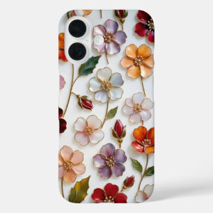 Coque Pour iPhone 16 Coque iPhone Fleurs au pastel Vitrail Floral