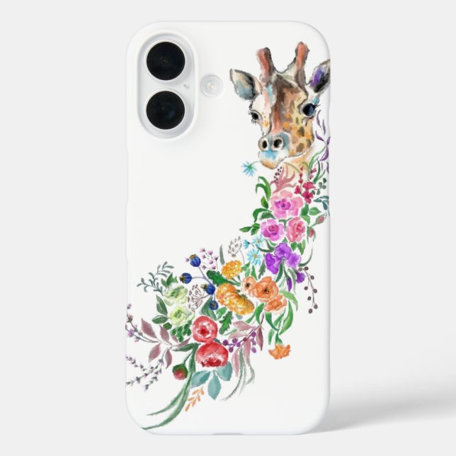 Coque Pour iPhone 16 Coque iphone Floral Giraffe (Verso)