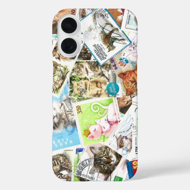 Coque Pour iPhone 16 Coque iphone international de timbres de chats (Verso)