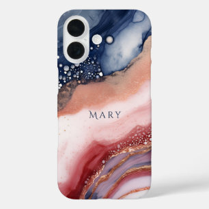 Coque Pour iPhone 16 coque iphone motif Abstrait. Nom personnalisé.