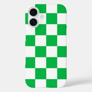 Coque Pour iPhone 16 Coque iphone Motif blanc À damiers blanc vert