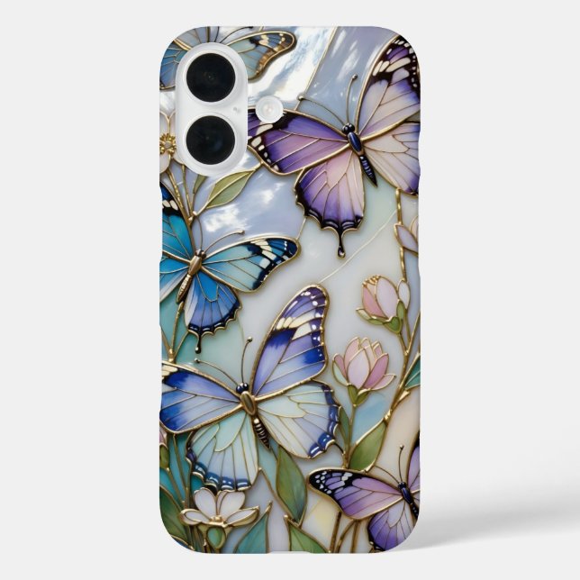 Coque Pour iPhone 16 Coque iPhone Papillon Pastel Élégante Esthétique (Verso)