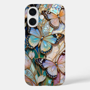 Coque Pour iPhone 16 Coque iPhone Papillon Vitrail Floral