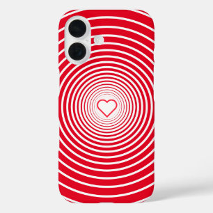 Coque Pour iPhone 16 Coque iphone rouge rayé blanc avec coeur