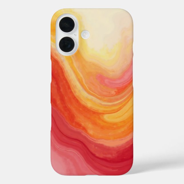 Coque Pour iPhone 16 Coque iphone Sunset Swirl - Jaune, Rouge et Orange (Verso)