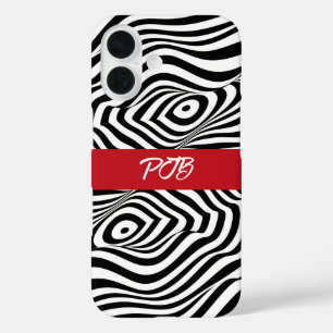 Coque Pour iPhone 16 Coque iphone Zebra moderne - Monogramme Gras