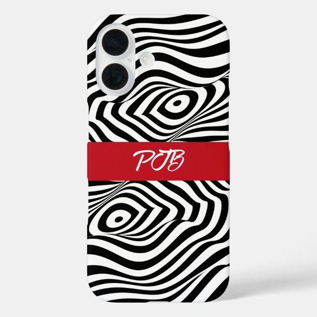 Coque Pour iPhone 16 Coque iphone Zebra moderne - Monogramme Gras (Verso)