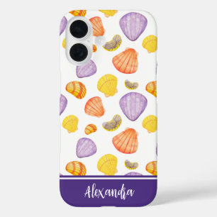 Coque Pour iPhone 16 Coquillages d'aquarelle avec coque iphone de nom