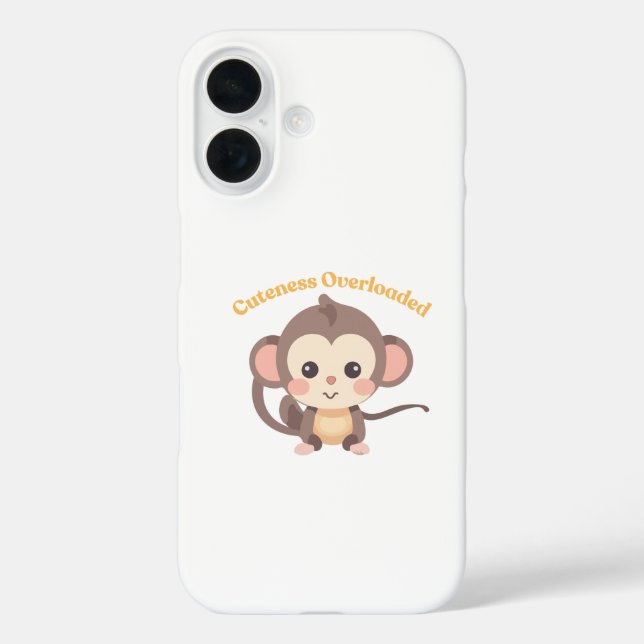 Coque Pour iPhone 16 Cuteness Surchargé : Monkey Iphone 16 Coque (Verso)