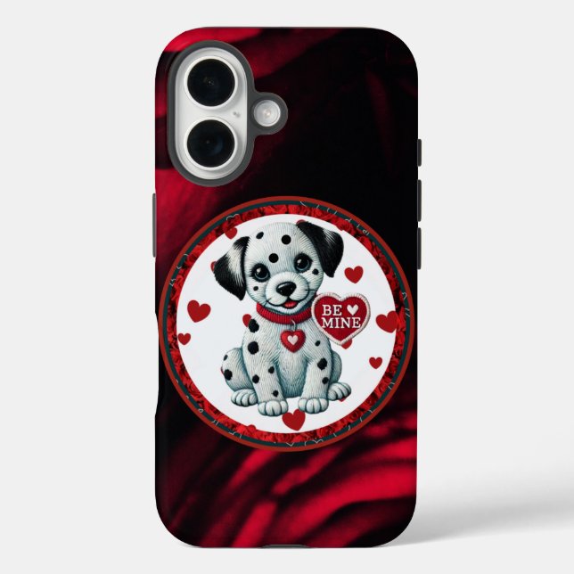 Coque Pour iPhone 16 Dalmatian Puppy iPhone 16 Coque - Be Mine Valentin (Verso)