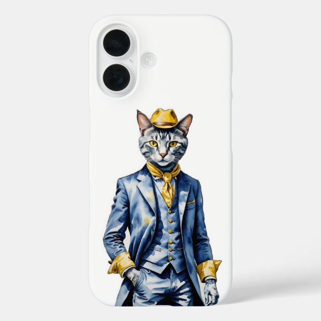 Coque Pour iPhone 16 Dapper Cat iPhone 16 Coque - Protection élégante (Verso)