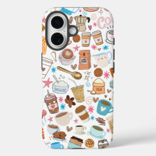Coque Pour iPhone 16 Doodle de café Lover iPhone / coque ipad