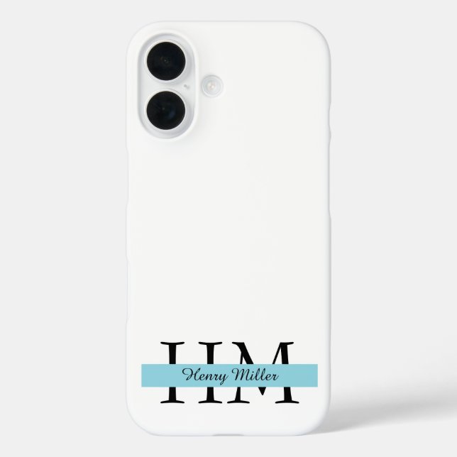 Coque Pour iPhone 16 Élégant coque iphone Monogramme | Personnalisé (Verso)