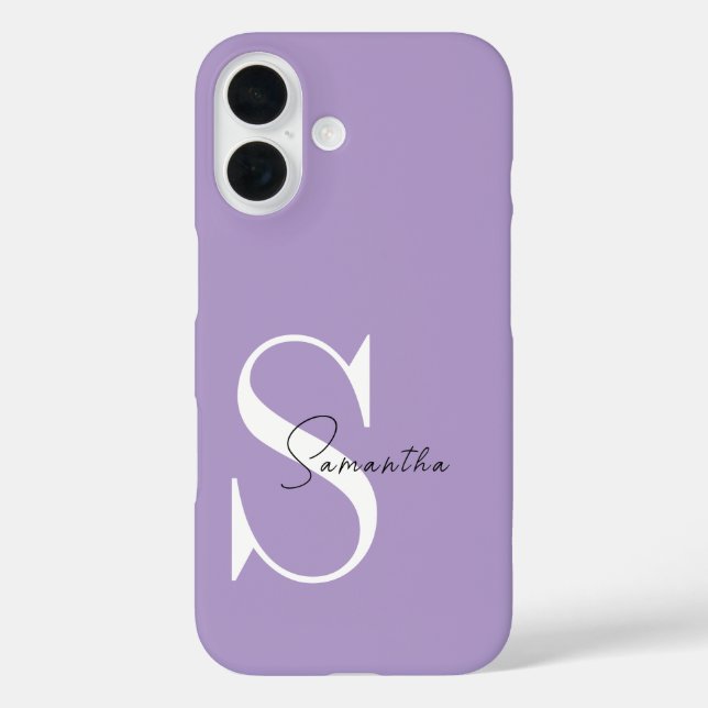 Coque Pour iPhone 16 Élégant coque iphone violet avec personnalisation (Verso)