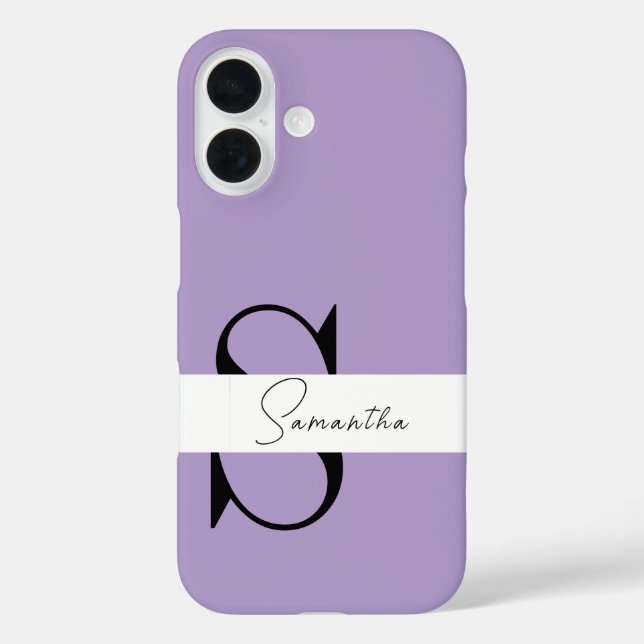 Coque Pour iPhone 16 Élégant coque iphone violet avec personnalisation (Verso)