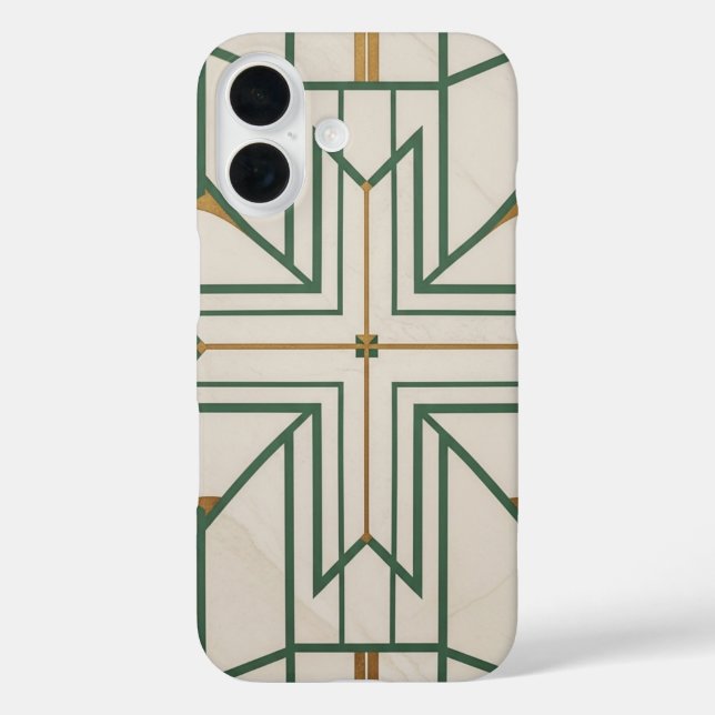 Coque Pour iPhone 16 Elégant Dill Green Geometry iPhone 16 Coque | Crea (Verso)
